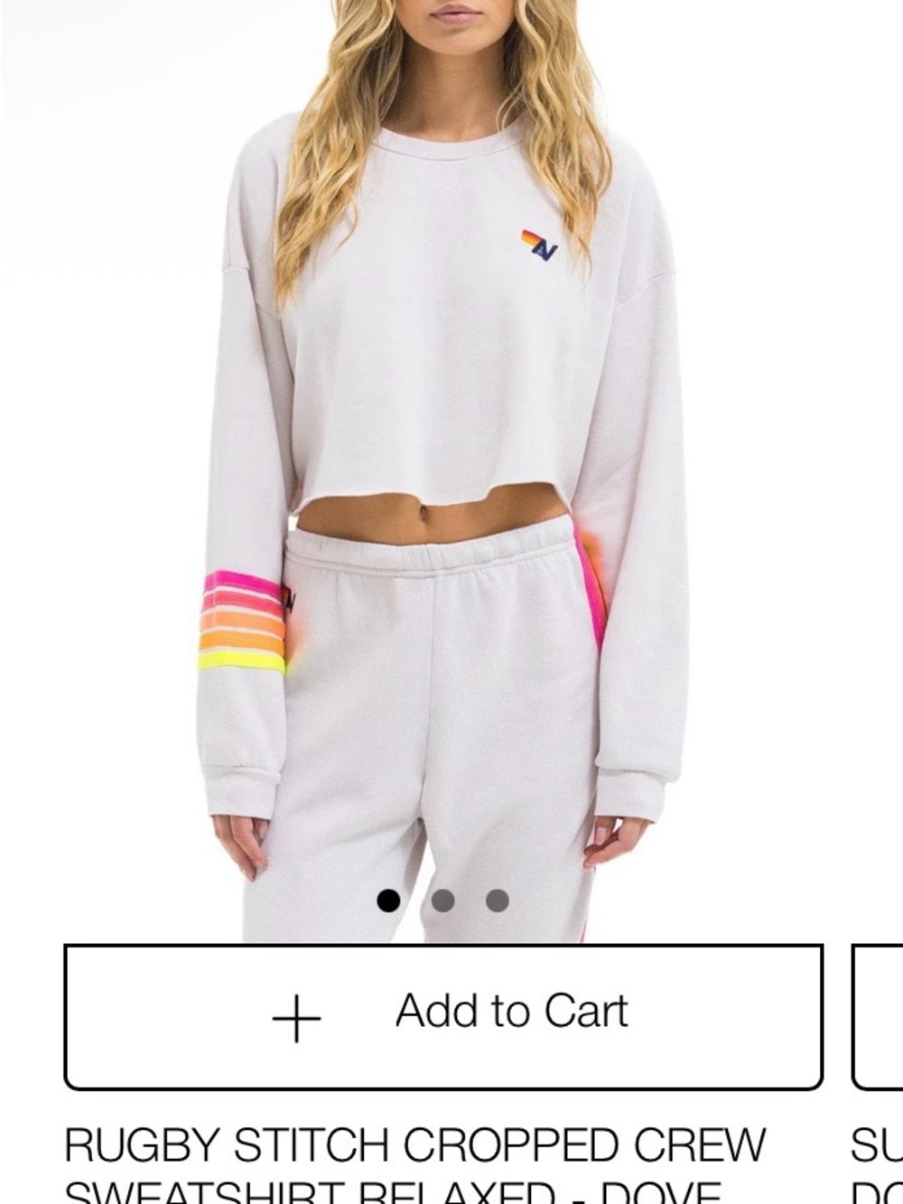 Aviator Nation Large Sweatpants and cropped Crew sweatshirt- Dove Color - Picture 3 of 7